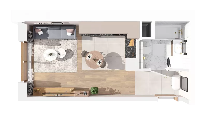 1 pokój, mieszkanie 25,31 m², piętro 1, oferta nr 2.01.B12, Ogrody Andersa IV, Gliwice, Wojska Polskiego, ul. J. Sowińskiego