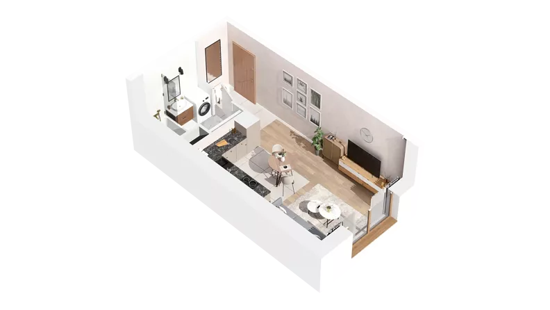 1 pokój, mieszkanie 25,31 m², piętro 1, oferta nr 2.01.B12, Ogrody Andersa IV, Gliwice, Wojska Polskiego, ul. J. Sowińskiego