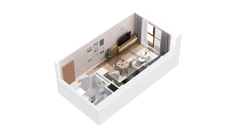 1 pokój, mieszkanie 25,31 m², piętro 1, oferta nr 2.01.B12, Ogrody Andersa IV, Gliwice, Wojska Polskiego, ul. J. Sowińskiego