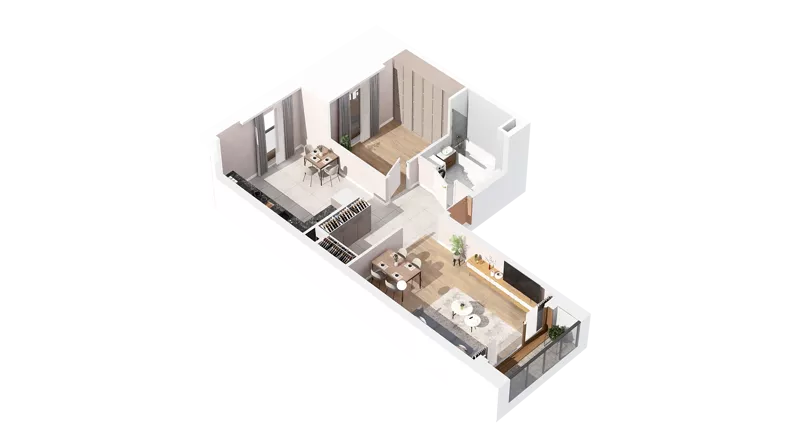1 pokój, mieszkanie 57,35 m², piętro 1, oferta nr 2.01.D07, Ogrody Andersa IV, Gliwice, Wojska Polskiego, ul. J. Sowińskiego