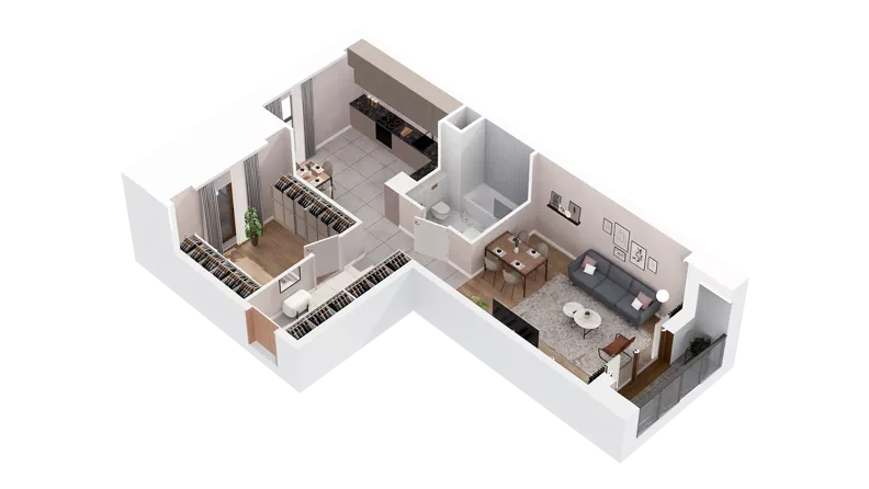 1 pokój, mieszkanie 53,78 m², piętro 2, oferta nr 2.02.C05, Ogrody Andersa IV, Gliwice, Wojska Polskiego, ul. J. Sowińskiego