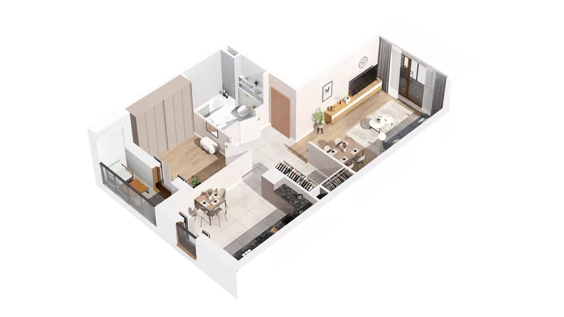 1 pokój, mieszkanie 57,34 m², piętro 4, oferta nr 2.04.D25, Ogrody Andersa IV, Gliwice, Wojska Polskiego, ul. J. Sowińskiego