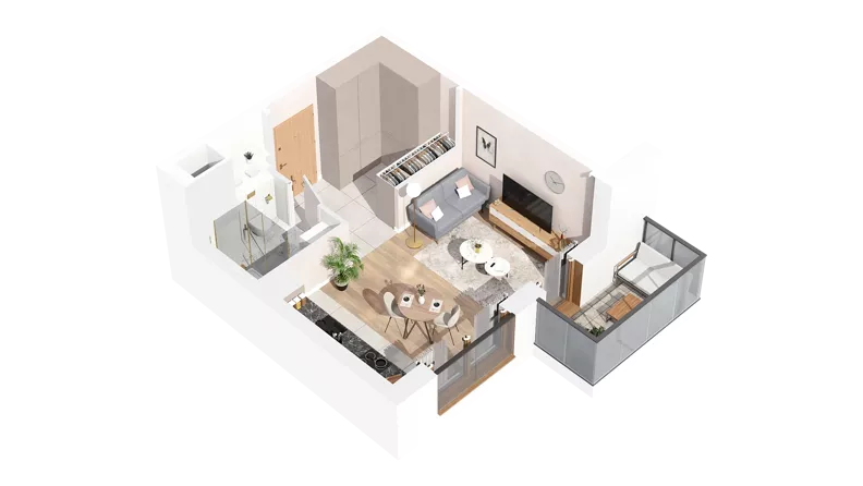 1 pokój, mieszkanie 30,00 m², piętro 4, oferta nr 2.04.E34, Ogrody Andersa IV, Gliwice, Wojska Polskiego, ul. J. Sowińskiego