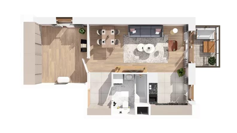 1 pokój, mieszkanie 44,70 m², parter, oferta nr 3.00.C04, Ogrody Andersa IV, Gliwice, Wojska Polskiego, ul. J. Sowińskiego