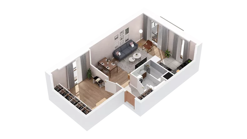1 pokój, mieszkanie 44,70 m², parter, oferta nr 3.00.C04, Ogrody Andersa IV, Gliwice, Wojska Polskiego, ul. J. Sowińskiego