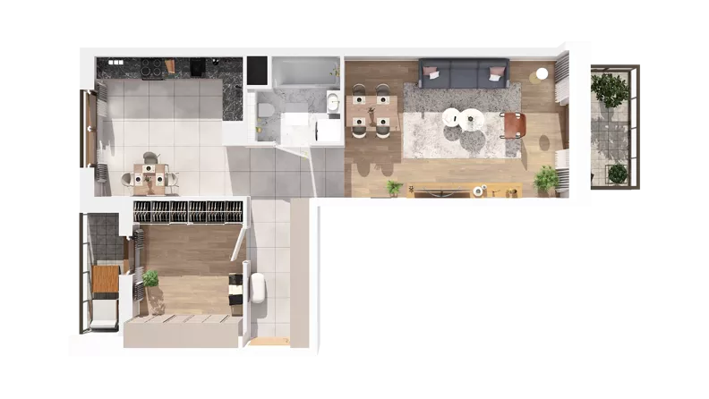 1 pokój, mieszkanie 57,96 m², piętro 1, oferta nr 3.01.B04, Ogrody Andersa IV, Gliwice, Wojska Polskiego, ul. J. Sowińskiego