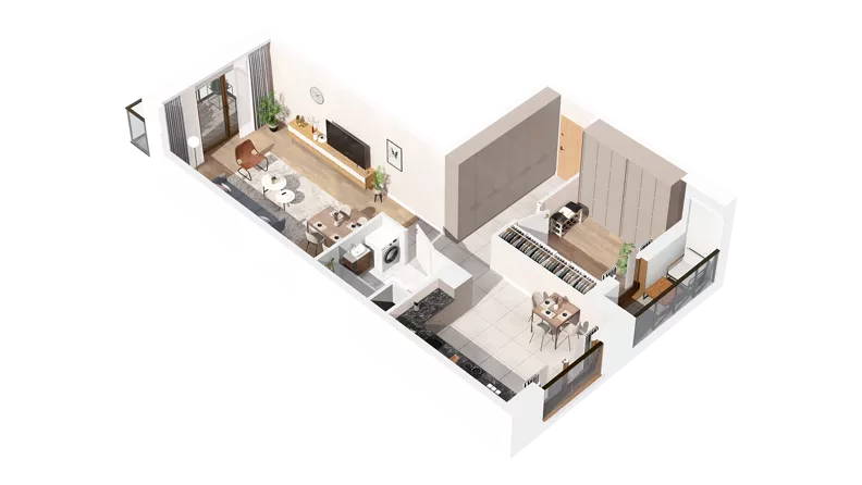 1 pokój, mieszkanie 57,96 m², piętro 1, oferta nr 3.01.B04, Ogrody Andersa IV, Gliwice, Wojska Polskiego, ul. J. Sowińskiego
