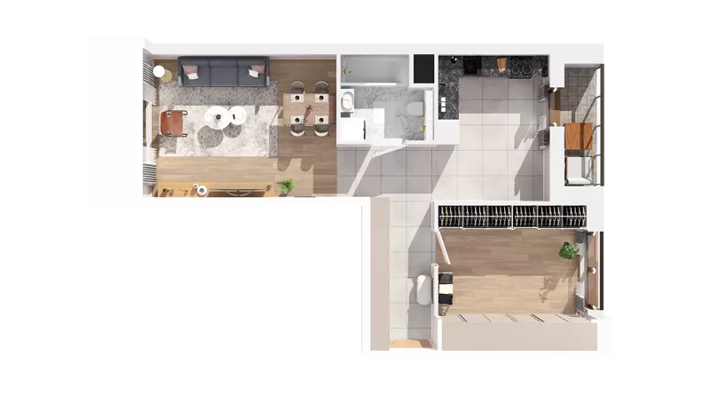 1 pokój, mieszkanie 55,43 m², piętro 1, oferta nr 3.01.C05, Ogrody Andersa IV, Gliwice, Wojska Polskiego, ul. J. Sowińskiego