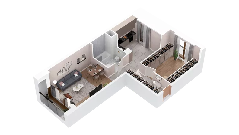 1 pokój, mieszkanie 55,43 m², piętro 1, oferta nr 3.01.C05, Ogrody Andersa IV, Gliwice, Wojska Polskiego, ul. J. Sowińskiego