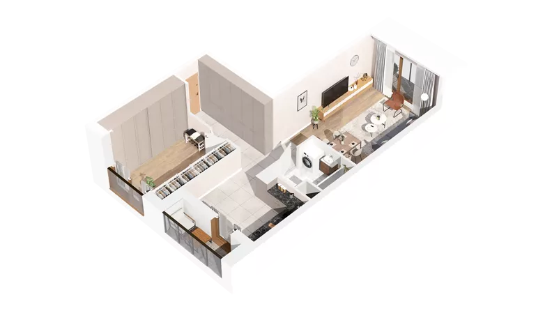 1 pokój, mieszkanie 55,43 m², piętro 1, oferta nr 3.01.C05, Ogrody Andersa IV, Gliwice, Wojska Polskiego, ul. J. Sowińskiego