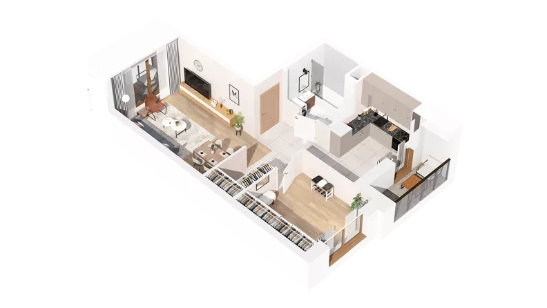 1 pokój, mieszkanie 53,59 m², piętro 3, oferta nr 3.03.A23, Ogrody Andersa IV, Gliwice, Wojska Polskiego, ul. J. Sowińskiego