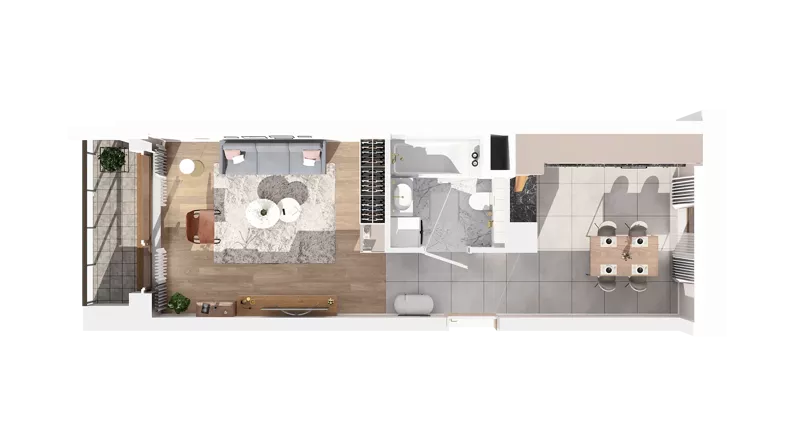 1 pokój, mieszkanie 35,82 m², piętro 3, oferta nr 3.03.B08, Ogrody Andersa IV, Gliwice, Wojska Polskiego, ul. J. Sowińskiego