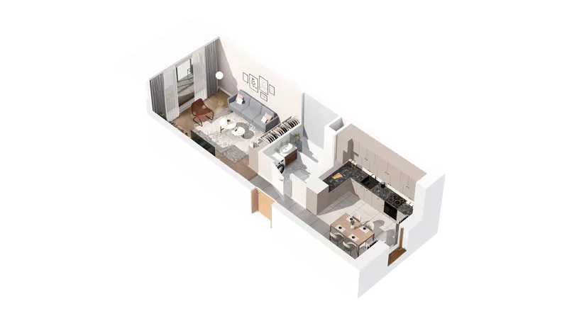 1 pokój, mieszkanie 35,82 m², piętro 3, oferta nr 3.03.B08, Ogrody Andersa IV, Gliwice, Wojska Polskiego, ul. J. Sowińskiego