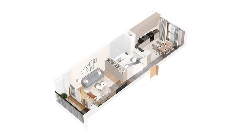 1 pokój, mieszkanie 35,82 m², piętro 3, oferta nr 3.03.B08, Ogrody Andersa IV, Gliwice, Wojska Polskiego, ul. J. Sowińskiego