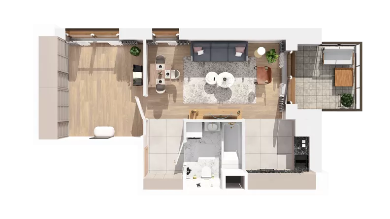 1 pokój, mieszkanie 43,11 m², piętro 3, oferta nr 3.03.C16, Ogrody Andersa IV, Gliwice, Wojska Polskiego, ul. J. Sowińskiego