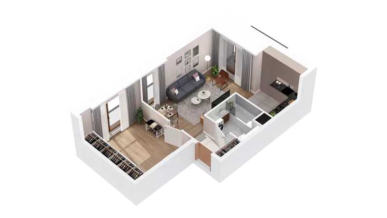 1 pokój, mieszkanie 43,11 m², piętro 3, oferta nr 3.03.C16, Ogrody Andersa IV, Gliwice, Wojska Polskiego, ul. J. Sowińskiego