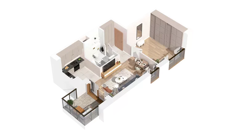 1 pokój, mieszkanie 43,11 m², piętro 3, oferta nr 3.03.C16, Ogrody Andersa IV, Gliwice, Wojska Polskiego, ul. J. Sowińskiego