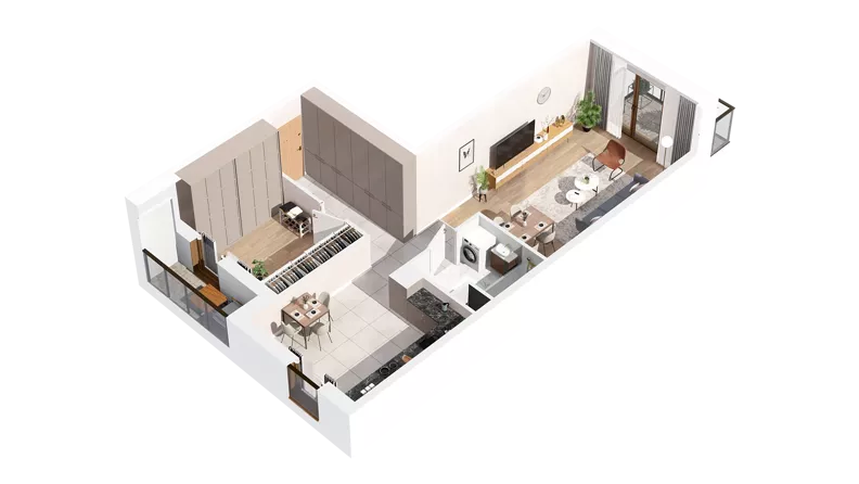 1 pokój, mieszkanie 58,35 m², piętro 4, oferta nr 3.04.C17, Ogrody Andersa IV, Gliwice, Wojska Polskiego, ul. J. Sowińskiego