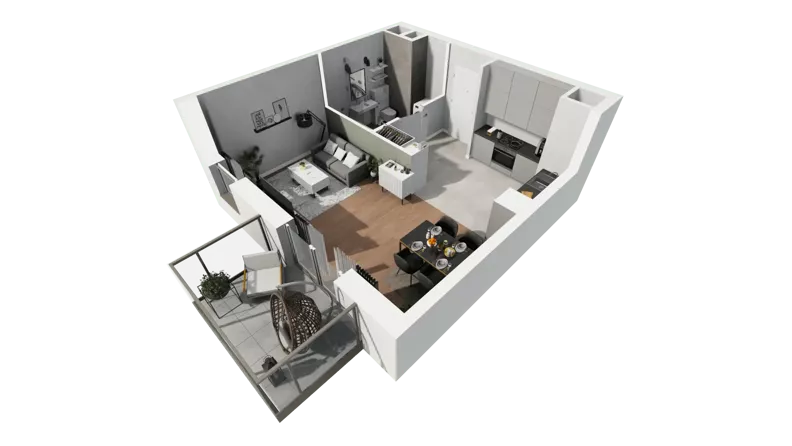 1 pokój, mieszkanie 33,84 m², piętro 2, oferta nr B11-K2-2-1, Żerniki Na Novo III, Wrocław, Żerniki, ul. Maxa Berga