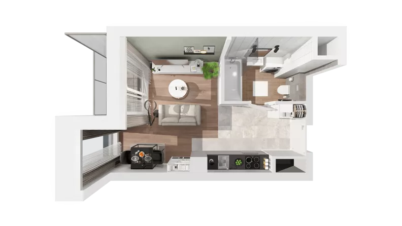 1 pokój, mieszkanie 25,18 m², piętro 2, oferta nr C-02-06C, ATAL Olimpijska, Katowice, Śródmieście, Bogucice, ul. Olimpijska / al. Korfantego
