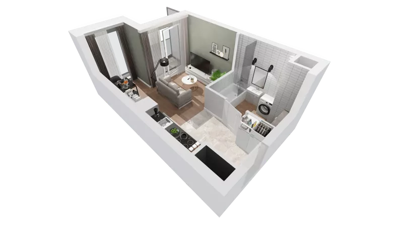 1 pokój, mieszkanie 25,18 m², piętro 2, oferta nr C-02-06C, ATAL Olimpijska, Katowice, Śródmieście, Bogucice, ul. Olimpijska / al. Korfantego