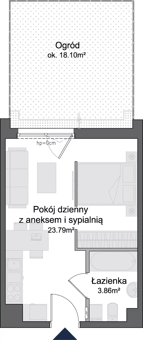 1 pokój, mieszkanie 27,65 m², parter, oferta nr 2.0.02, Osiedle Rytelska, Gdańsk, Orunia Górna-Gdańsk Południe, ul. Rytelska