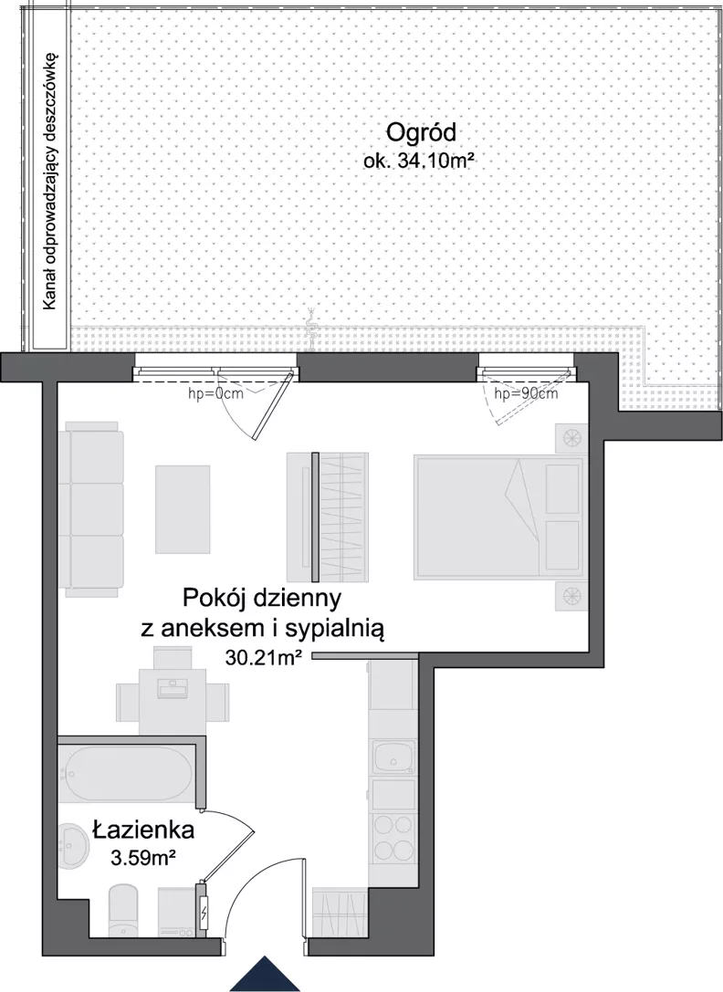 1 pokój, mieszkanie 33,80 m², parter, oferta nr 1.0.06, Osiedle Rytelska, Gdańsk, Orunia Górna-Gdańsk Południe, ul. Rytelska