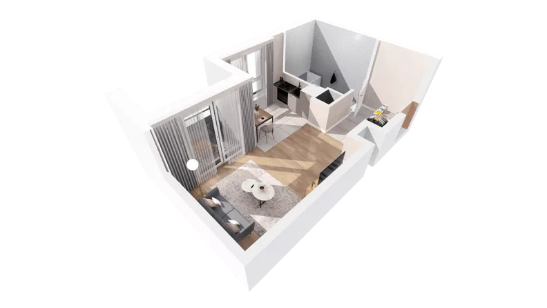 1 pokój, apartament inwestycyjny 32,04 m², piętro 13, oferta nr c.1.13.09, ATAL SKY+ Apartamenty Inwestycyjne, Katowice, Wełnowiec-Józefowiec, Wełnowiec, al. Wojciecha Korfantego 85