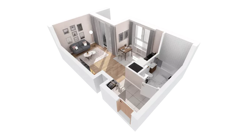 1 pokój, apartament inwestycyjny 32,04 m², piętro 13, oferta nr c.1.13.09, ATAL SKY+ Apartamenty Inwestycyjne, Katowice, Wełnowiec-Józefowiec, Wełnowiec, al. Wojciecha Korfantego 85