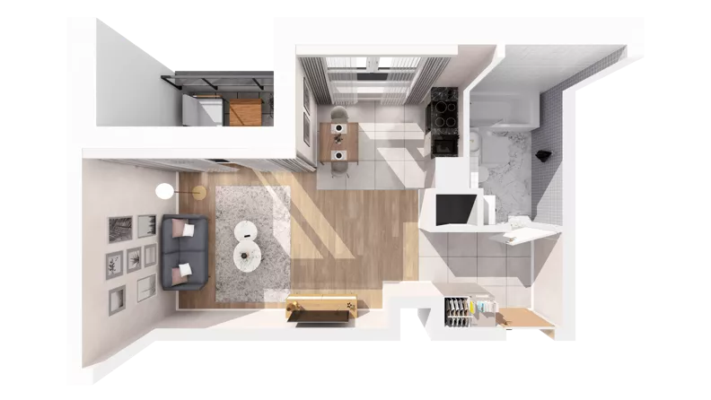 1 pokój, apartament inwestycyjny 32,04 m², piętro 13, oferta nr c.1.13.09, ATAL SKY+ Apartamenty Inwestycyjne, Katowice, Wełnowiec-Józefowiec, Wełnowiec, al. Wojciecha Korfantego 85