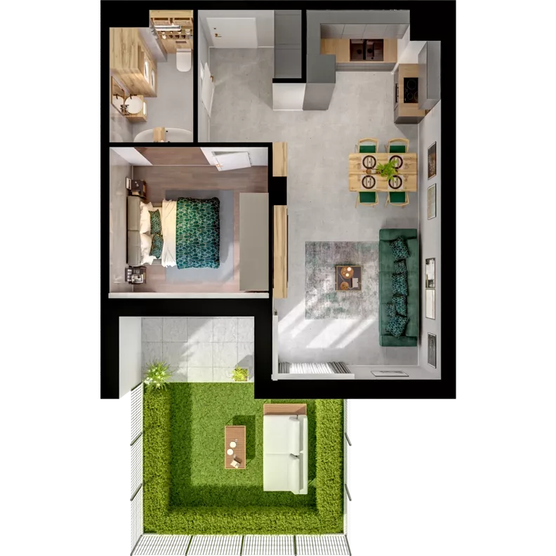 2 pokoje, mieszkanie 45,39 m², parter, oferta nr C02.0.21, Skwer Witosa, Piastów, ul. Bodycha/Witosa