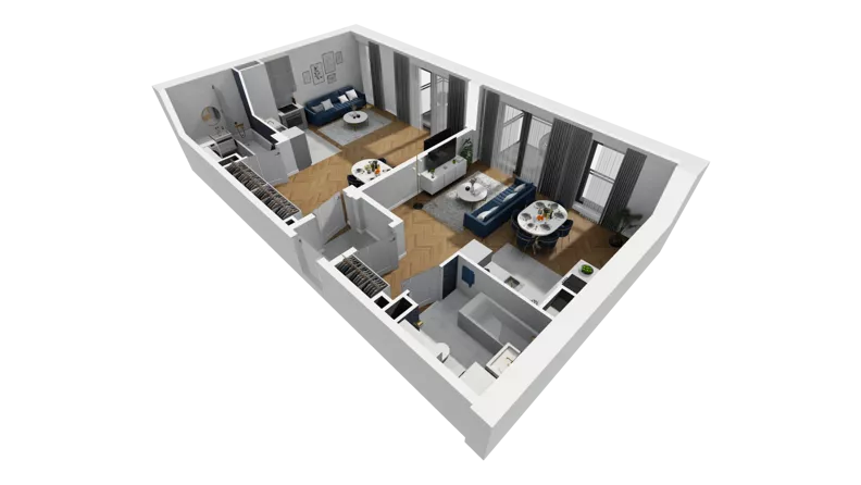 2 pokoje, mieszkanie 73,43 m², piętro 3, oferta nr A1.3.33, ATAL Grabiszyn, Wrocław, Gajowice, Fabryczna, ul. Grochowa