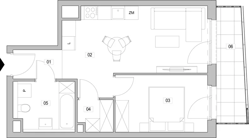 2 pokoje, mieszkanie 41,63 m², piętro 1, oferta nr D.1.131, ATAL Unii Lubelskiej, Poznań, Rataje, Starołęka, ul. Heleny Tadeuszak