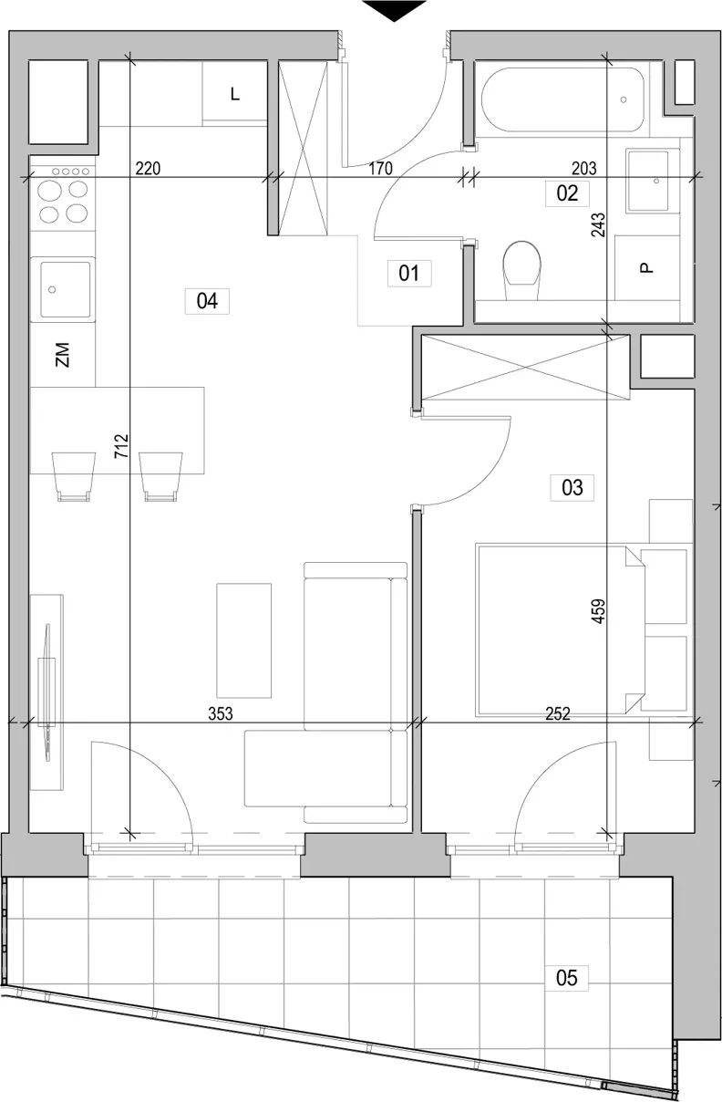 2 pokoje, mieszkanie 41,20 m², piętro 1, oferta nr E.1.210, ATAL Unii Lubelskiej, Poznań, Rataje, Starołęka, ul. Heleny Tadeuszak
