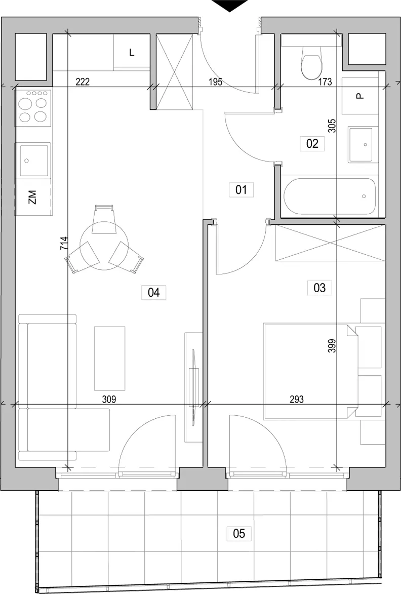 2 pokoje, mieszkanie 41,11 m², piętro 1, oferta nr F.1.273, ATAL Unii Lubelskiej, Poznań, Rataje, Starołęka, ul. Heleny Tadeuszak