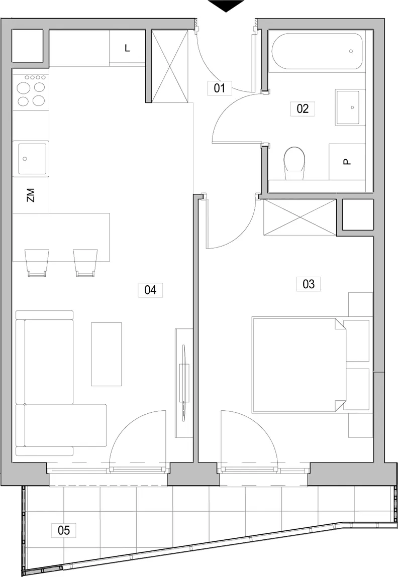 2 pokoje, mieszkanie 40,67 m², piętro 1, oferta nr G.1.309, ATAL Unii Lubelskiej, Poznań, Rataje, Starołęka, ul. Heleny Tadeuszak