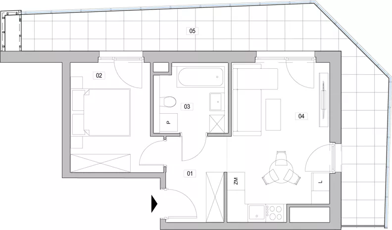 2 pokoje, mieszkanie 38,63 m², piętro 10, oferta nr C.10.97, ATAL Unii Lubelskiej, Poznań, Rataje, Starołęka, ul. Heleny Tadeuszak