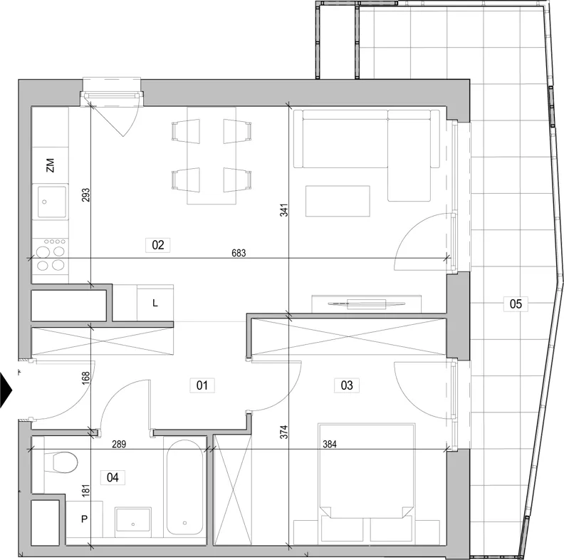 2 pokoje, mieszkanie 46,43 m², piętro 10, oferta nr E.10.246, ATAL Unii Lubelskiej, Poznań, Rataje, Starołęka, ul. Heleny Tadeuszak