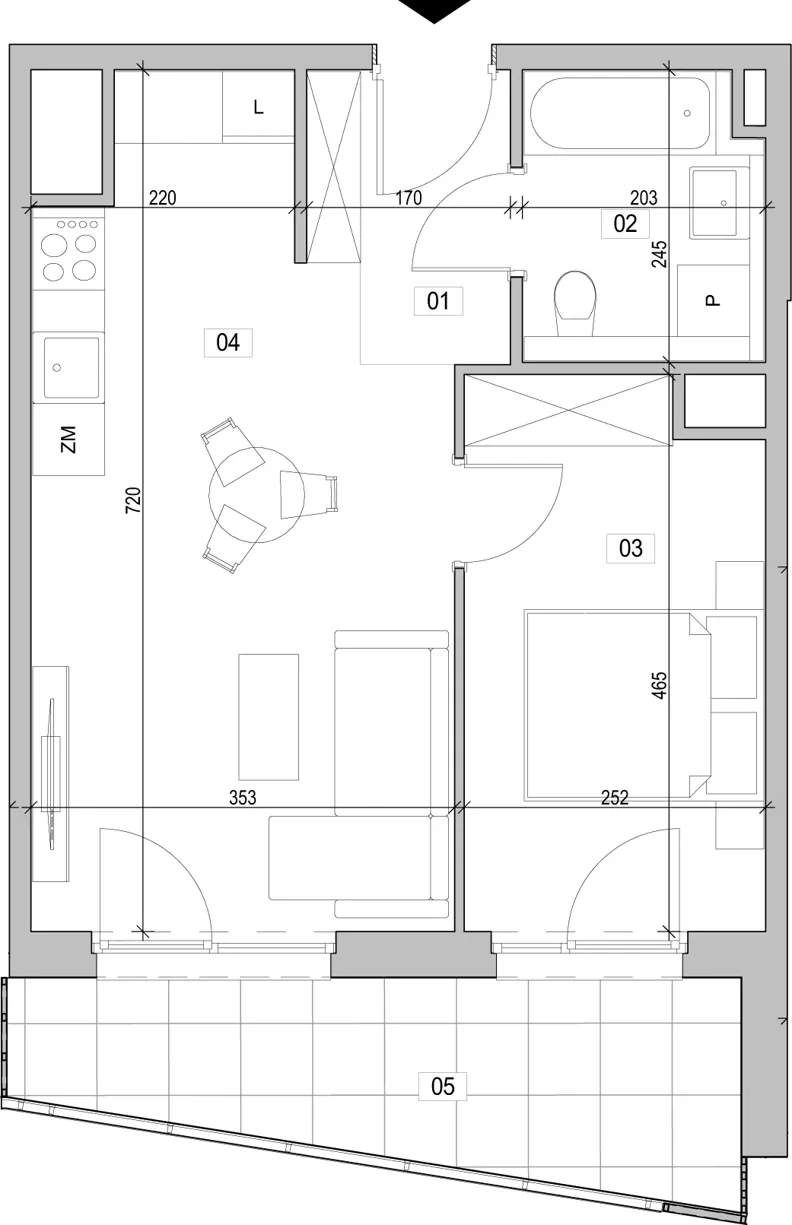 2 pokoje, mieszkanie 41,31 m², piętro 11, oferta nr E.11.252, ATAL Unii Lubelskiej, Poznań, Rataje, Starołęka, ul. Heleny Tadeuszak