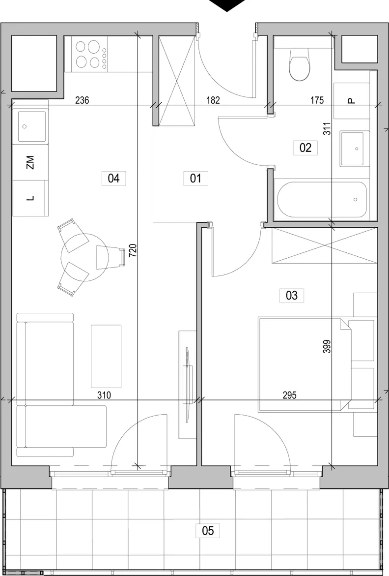2 pokoje, mieszkanie 41,26 m², piętro 12, oferta nr B.12.47, ATAL Unii Lubelskiej, Poznań, Rataje, Starołęka, ul. Heleny Tadeuszak