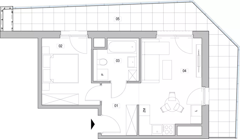 2 pokoje, mieszkanie 38,57 m², piętro 12, oferta nr C.12.105, ATAL Unii Lubelskiej, Poznań, Rataje, Starołęka, ul. Heleny Tadeuszak