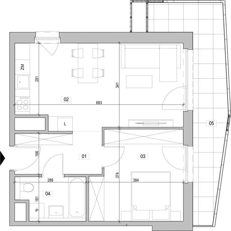 2 pokoje, mieszkanie 46,30 m², piętro 12, oferta nr E.12.254, ATAL Unii Lubelskiej, Poznań, Rataje, Starołęka, ul. Heleny Tadeuszak