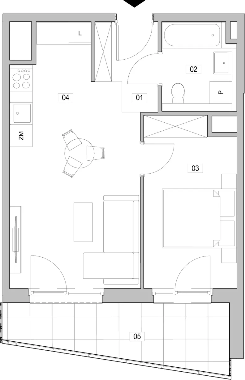 2 pokoje, mieszkanie 41,16 m², piętro 12, oferta nr E.12.256, ATAL Unii Lubelskiej, Poznań, Rataje, Starołęka, ul. Heleny Tadeuszak