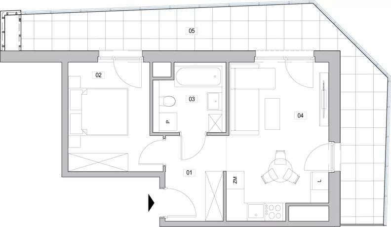 2 pokoje, mieszkanie 38,69 m², piętro 13, oferta nr C.13.109, ATAL Unii Lubelskiej, Poznań, Rataje, Starołęka, ul. Heleny Tadeuszak