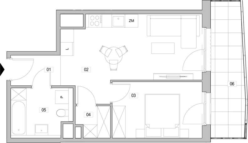 2 pokoje, mieszkanie 42,15 m², piętro 13, oferta nr D.13.194, ATAL Unii Lubelskiej, Poznań, Rataje, Starołęka, ul. Heleny Tadeuszak