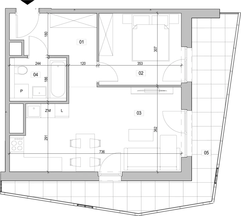 2 pokoje, mieszkanie 46,75 m², piętro 13, oferta nr E.13.259, ATAL Unii Lubelskiej, Poznań, Rataje, Starołęka, ul. Heleny Tadeuszak