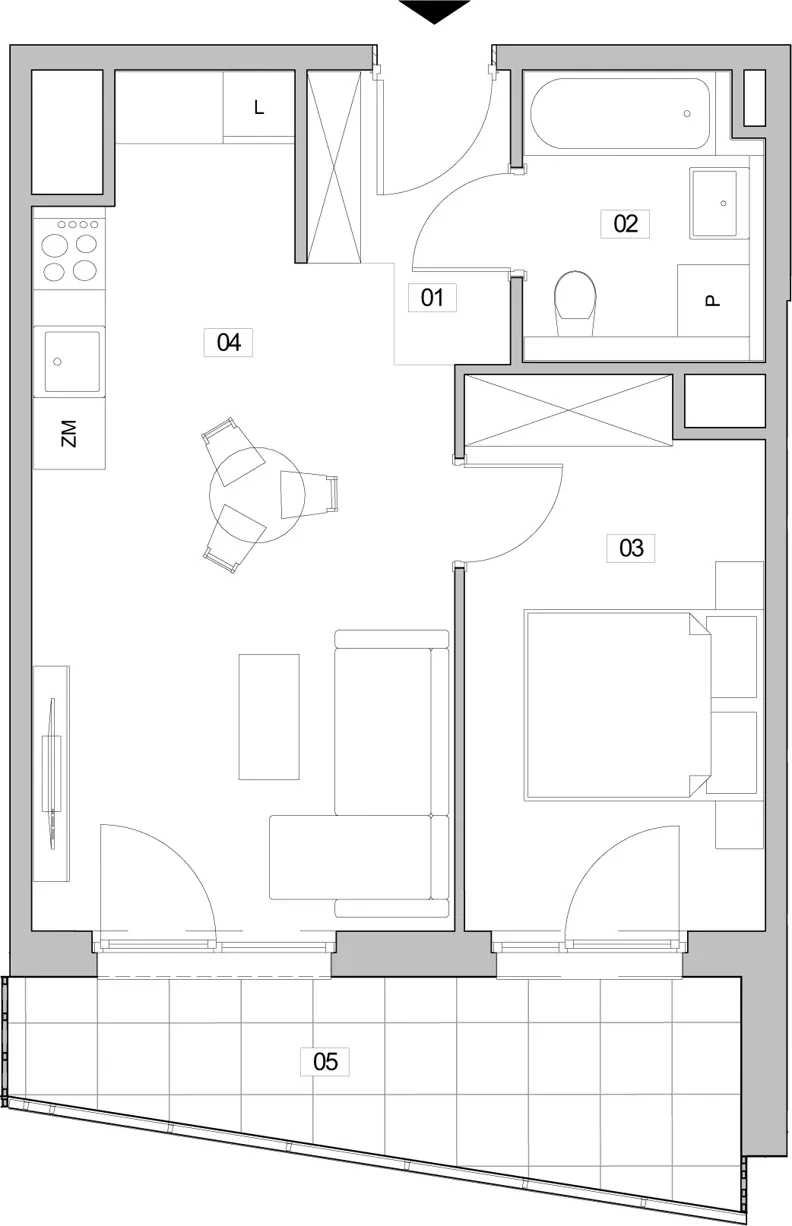 2 pokoje, mieszkanie 41,31 m², piętro 13, oferta nr E.13.260, ATAL Unii Lubelskiej, Poznań, Rataje, Starołęka, ul. Heleny Tadeuszak
