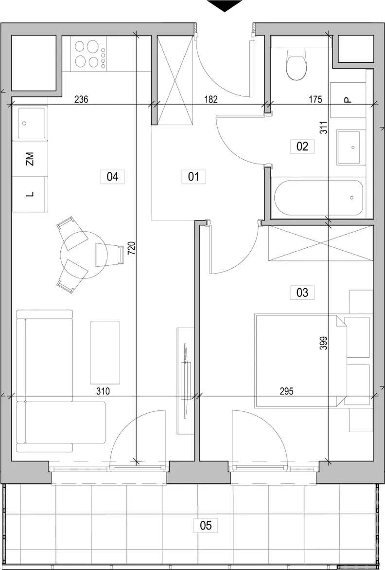 2 pokoje, mieszkanie 41,36 m², piętro 14, oferta nr B.14.53, ATAL Unii Lubelskiej, Poznań, Rataje, Starołęka, ul. Heleny Tadeuszak