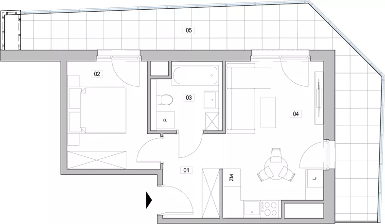 2 pokoje, mieszkanie 38,69 m², piętro 14, oferta nr C.14.113, ATAL Unii Lubelskiej, Poznań, Rataje, Starołęka, ul. Heleny Tadeuszak
