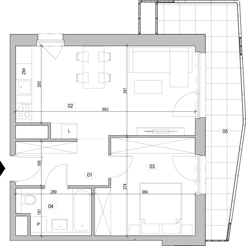 2 pokoje, mieszkanie 46,43 m², piętro 14, oferta nr E.14.262, ATAL Unii Lubelskiej, Poznań, Rataje, Starołęka, ul. Heleny Tadeuszak